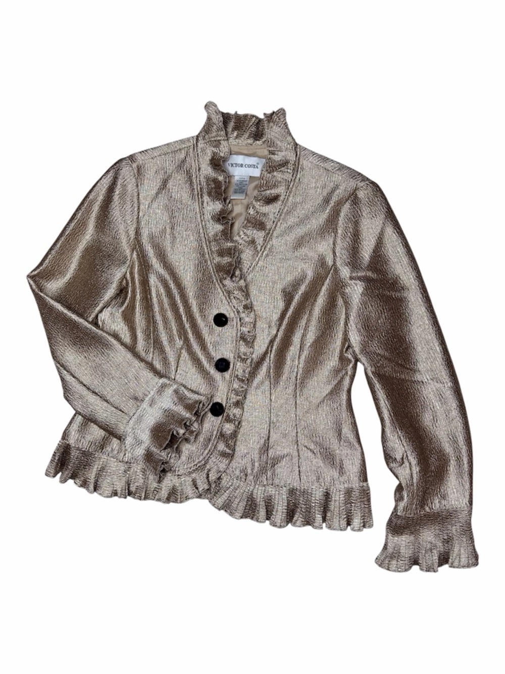 Vintage Victor Costa Gold Textured Dress party Jacket with Black Tag